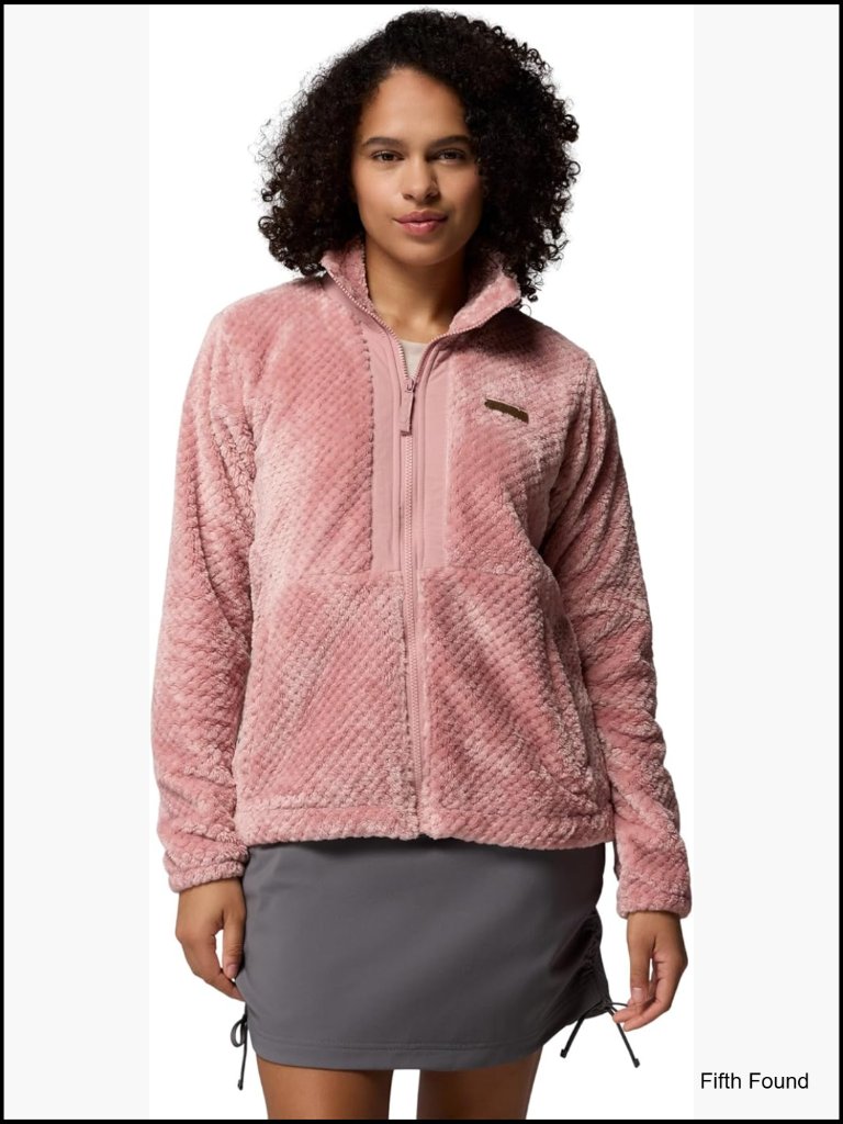 Sherpa Fleece Zip Jacket With Adjustable Hem And Hand Pockets